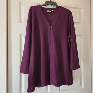 Eileen Fisher 100% Wool Plum Cardigan